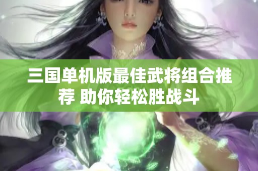 三国单机版最佳武将组合推荐 助你轻松胜战斗