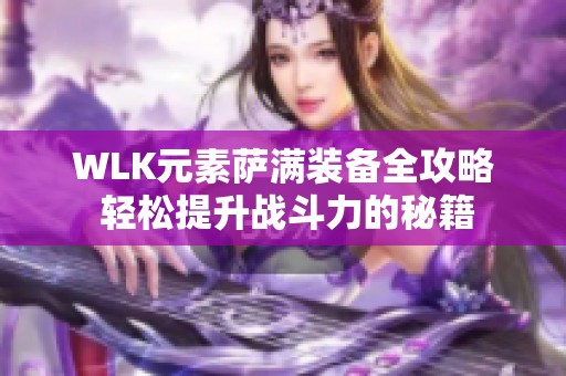 WLK元素萨满装备全攻略 轻松提升战斗力的秘籍