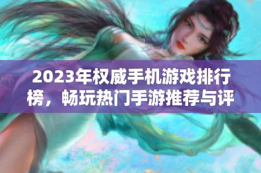 2023年权威手机游戏排行榜，畅玩热门手游推荐与评测合集