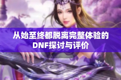 从始至终都脱离完整体验的DNF探讨与评价