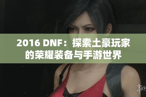 2016 DNF：探索土豪玩家的荣耀装备与手游世界