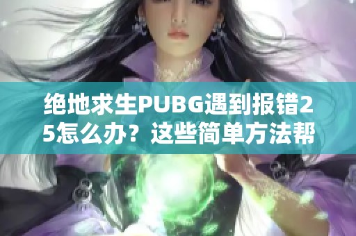 绝地求生PUBG遇到报错25怎么办？这些简单方法帮你解决问题