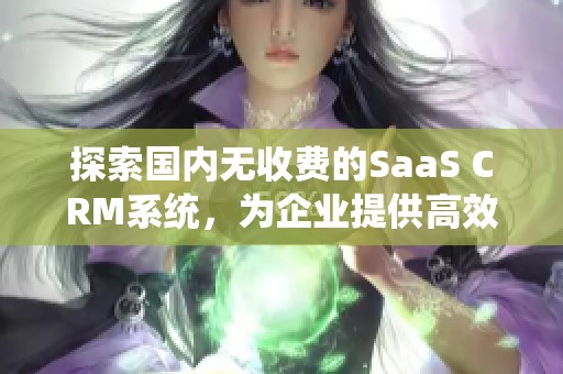 探索国内无收费的SaaS CRM系统，为企业提供高效管理解决方案